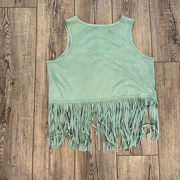 Buffalo by David Bitton Sage Suede-Look Fringe Tank — Embroidered Yoke • medium - Picture 3 of 8